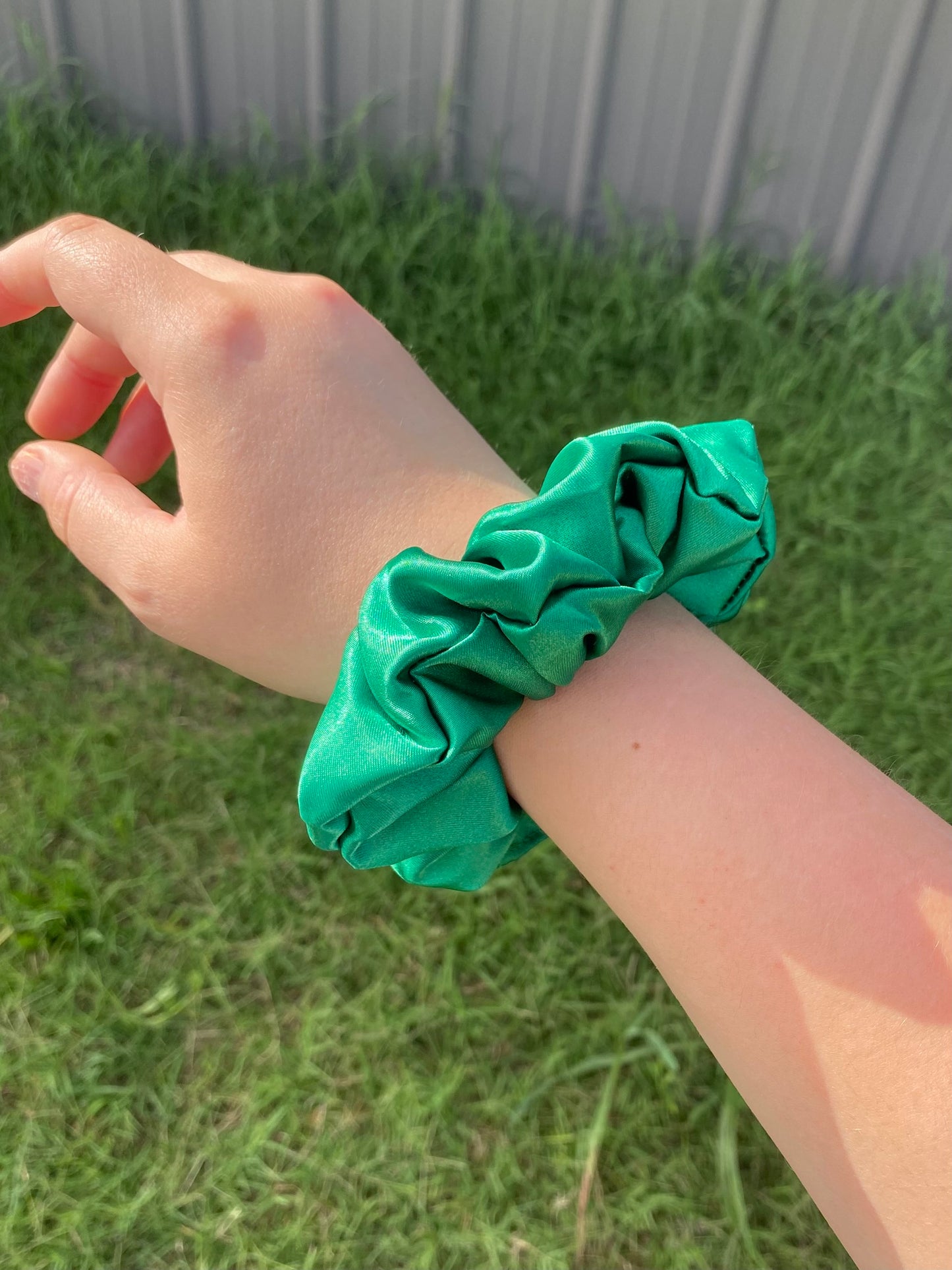 Regular Emerald Satin Scrunchie