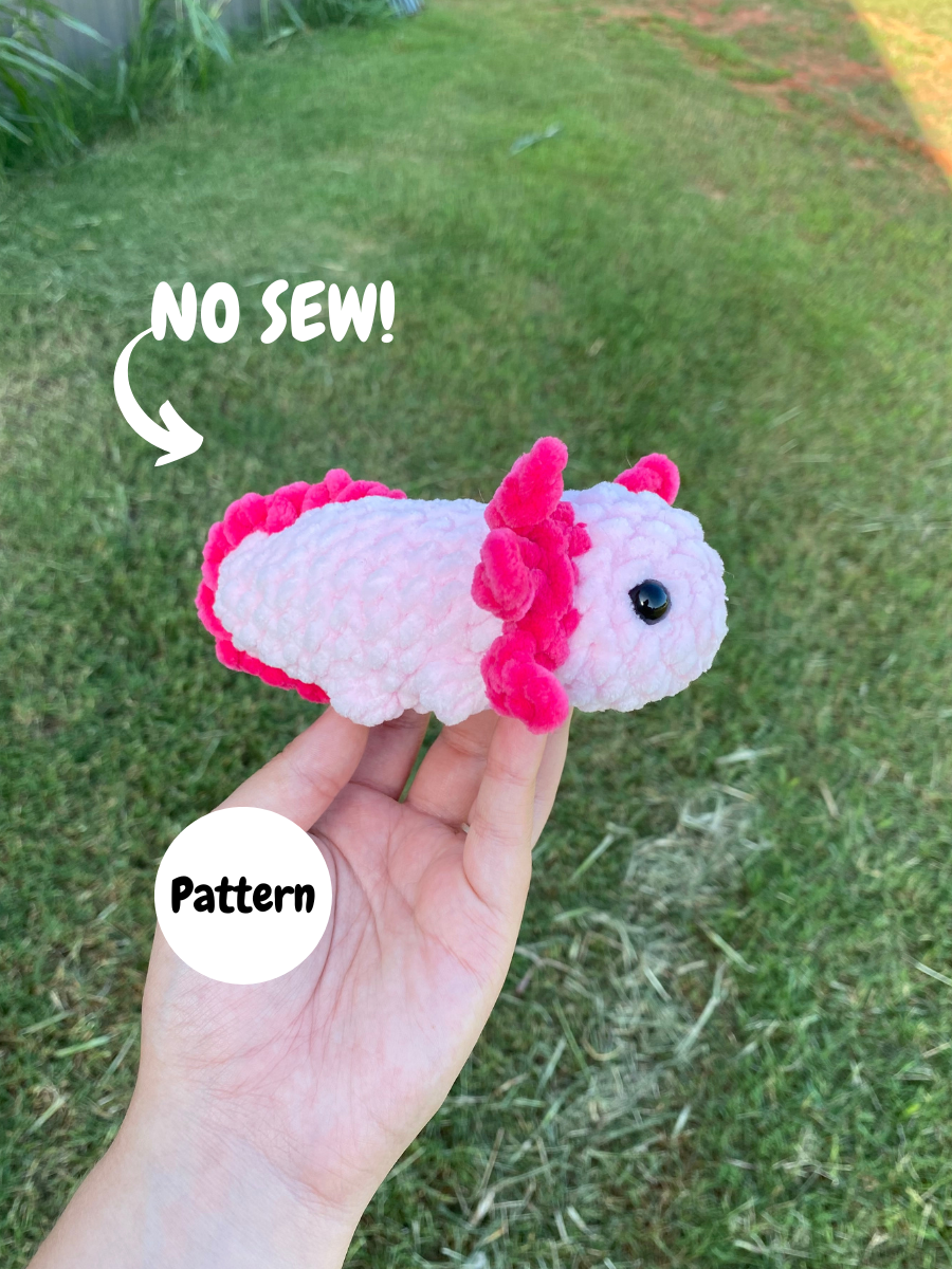 Pattern Bundle! Sitting Axolotl, NO SEW Laying Axolotl, & Mini No Sew Axolotl | PDF Download, Amigurumi, Plushie, Plush, Family, Deal