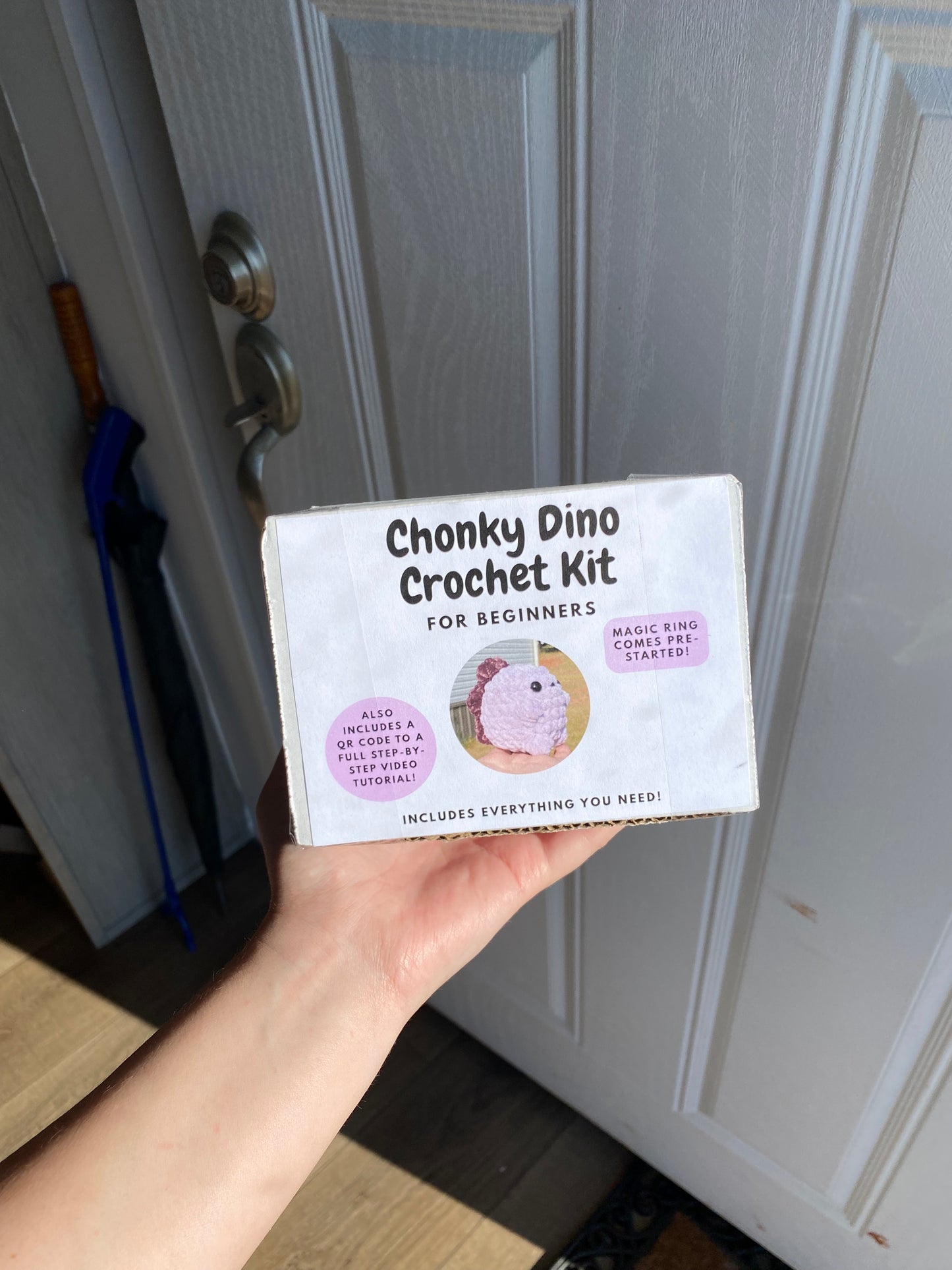 Beginner Crochet DIY Kit Chonky Dino | Magic Ring Pre-Started, Full Video Tutorial