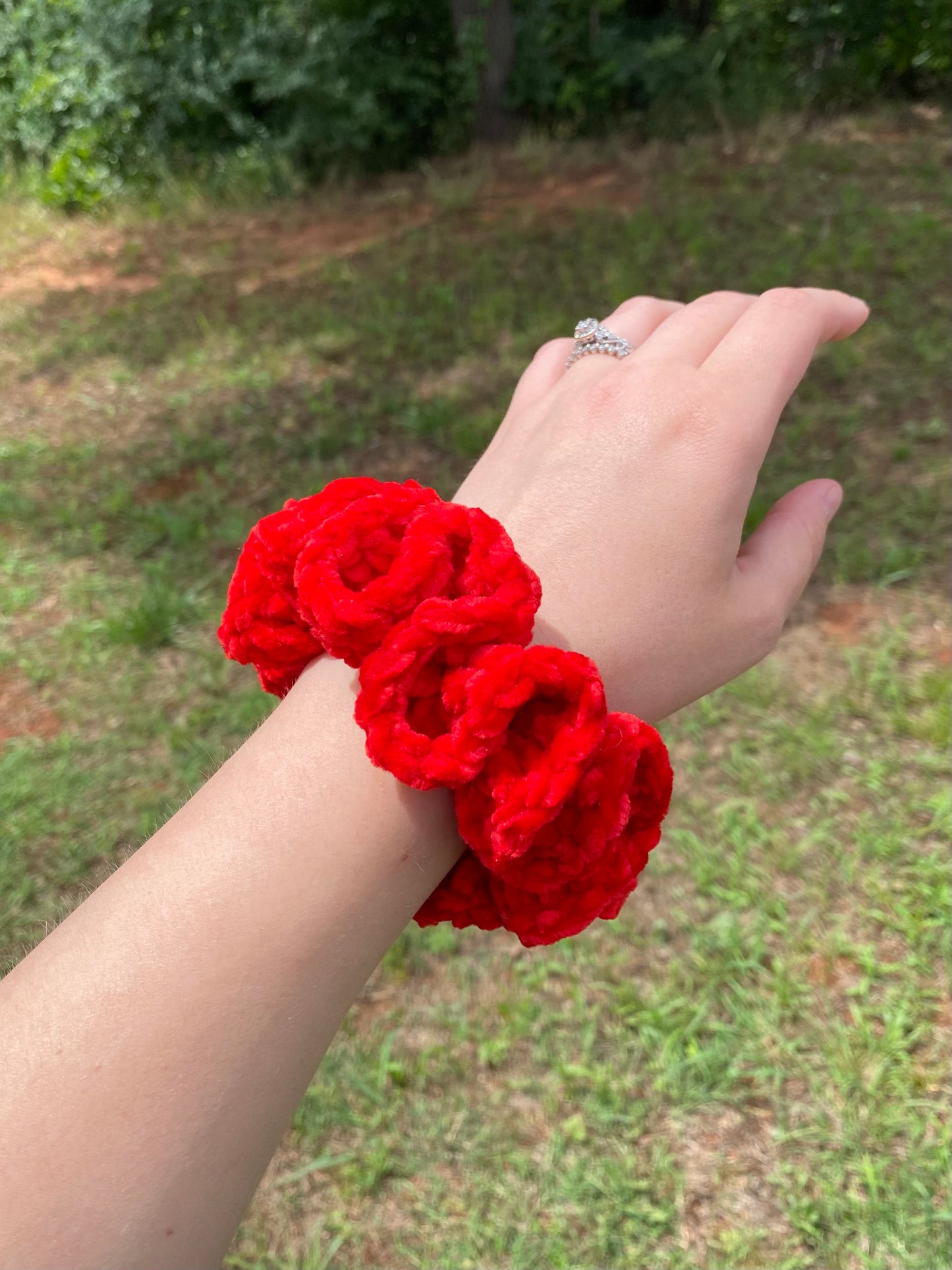 Red Velvet Crochet Scrunchie