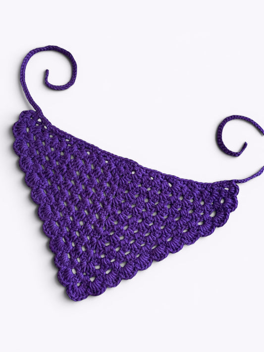 Dark Purple Crochet Bandana 100% Cotton