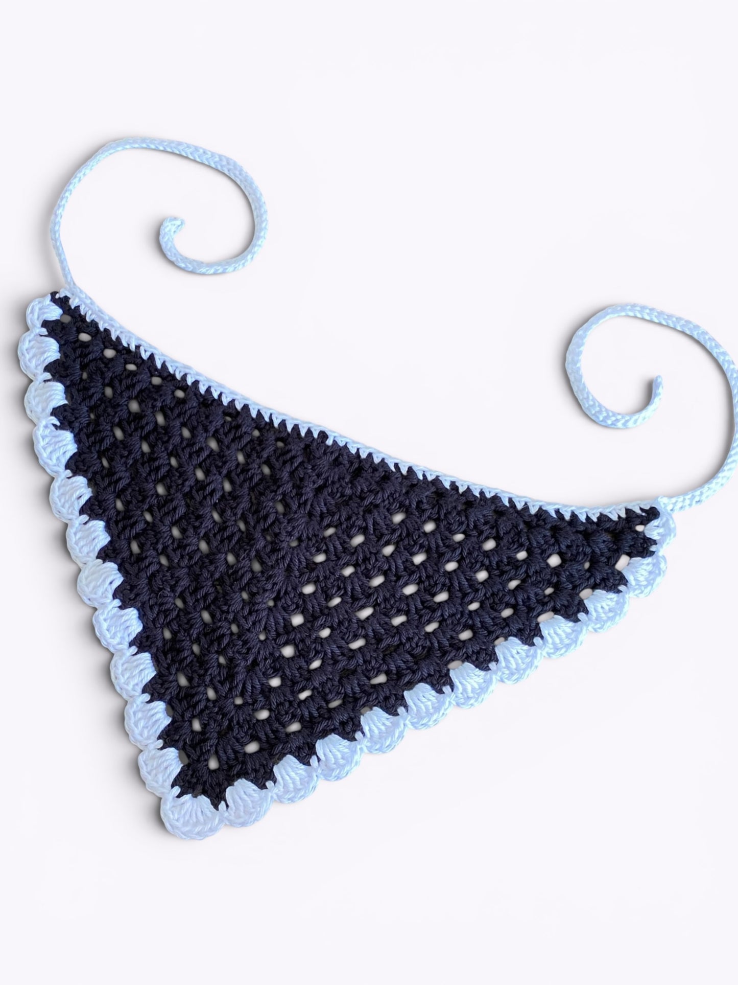 Black and White Crochet Bandana 100% Cotton
