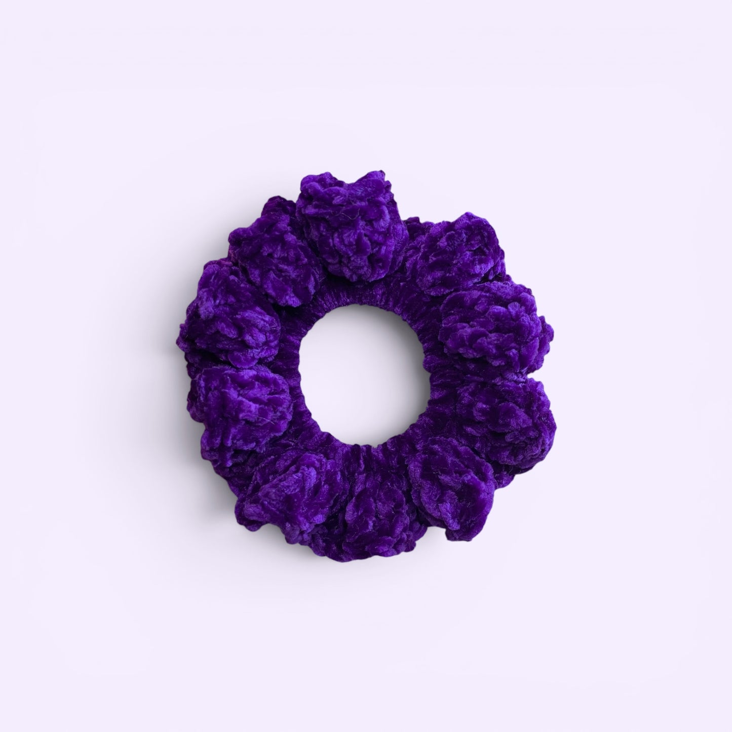 Dark Purple Velvet Crochet Scrunchie