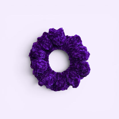 Dark Purple Velvet Crochet Scrunchie