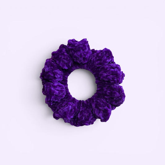 Dark Purple Velvet Crochet Scrunchie