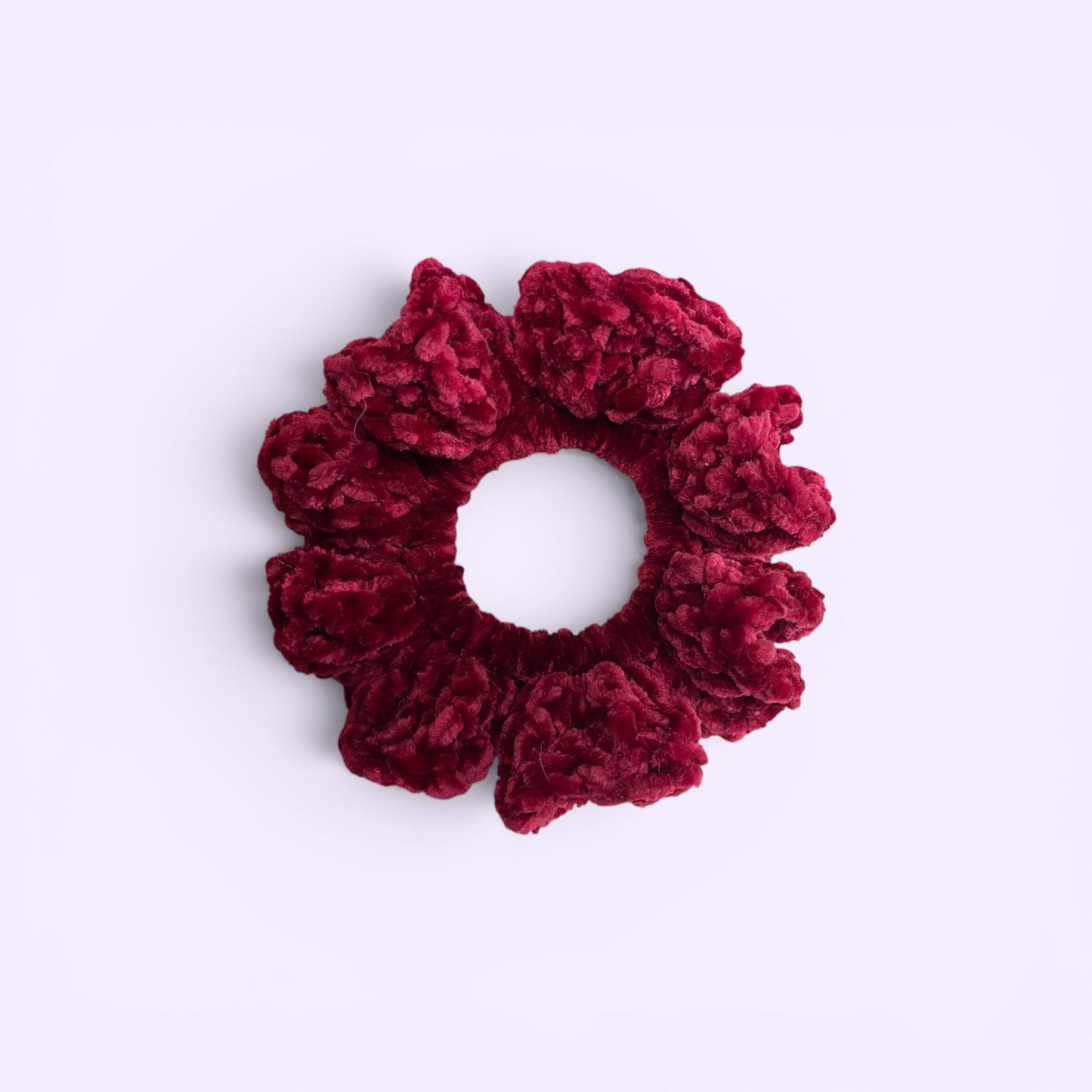 Maroon Velvet Crochet Scrunchie