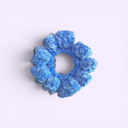 Blue Velvet Crochet Scrunchie