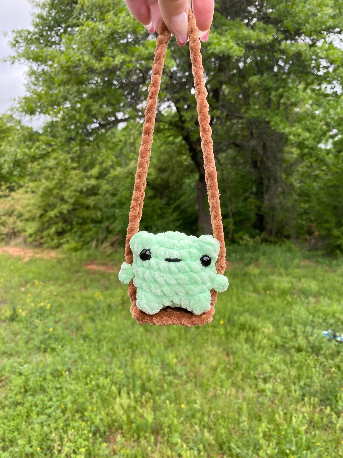 Frog on a Swing Physical Plushie