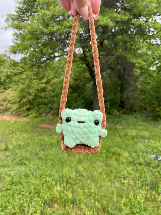 Frog on a Swing Physical Plushie