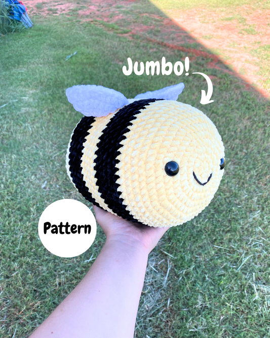 Jumbo Bee Crochet Pattern, Bumble Bee, Big Beginner Friendly Amigurumi (Digital Download PDF)
