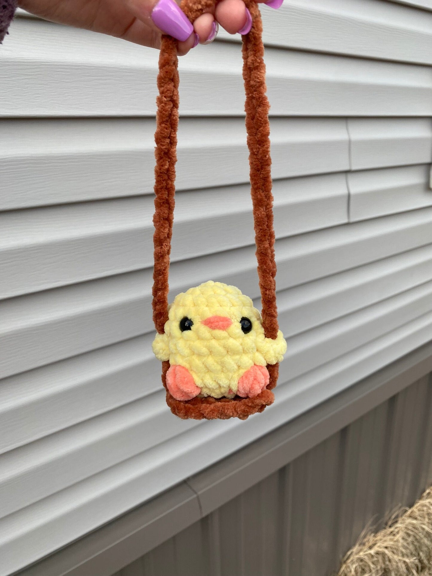 Baby Chicken On a Swing Car Mirror Accessory