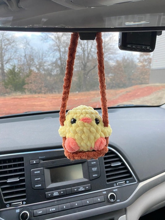 Baby Chicken On a Swing Car Mirror Accessory